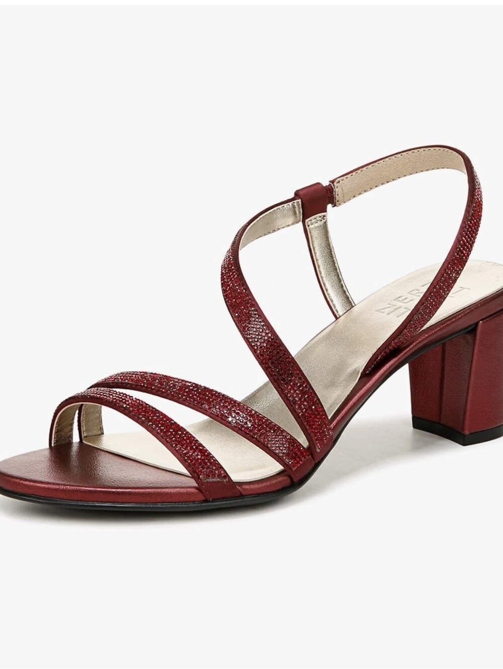 Naturaliser Vanessa Sparkly Women's Burgundy Strappy Block Heel Sandals Size 7.5